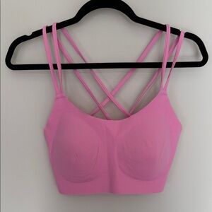 Elegant Pink Strappy Women's Sports Bra